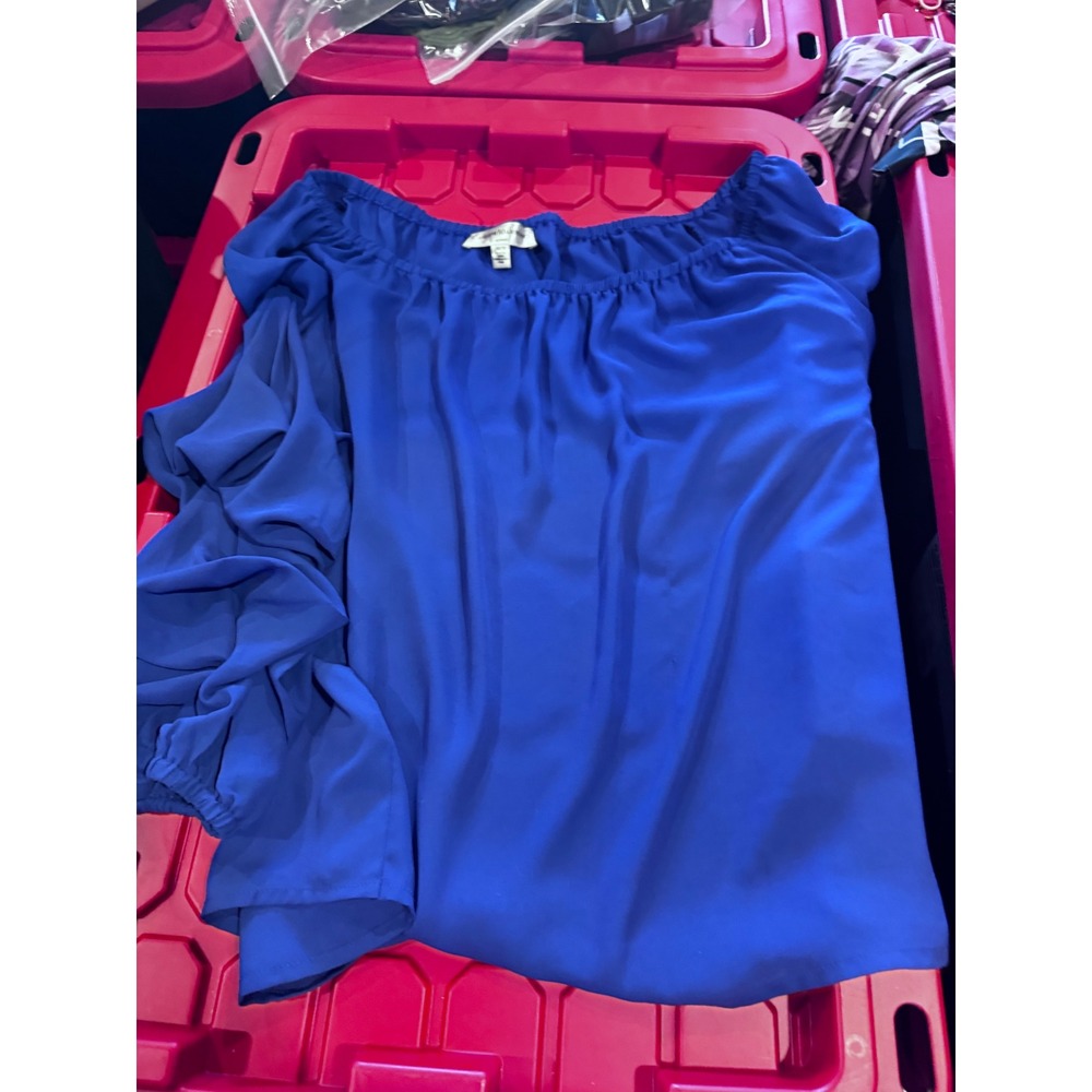 Catherine Malandrino Woman Royal Blue Ruffle Sleeve Off Shoulder Blouse 1X 4U02